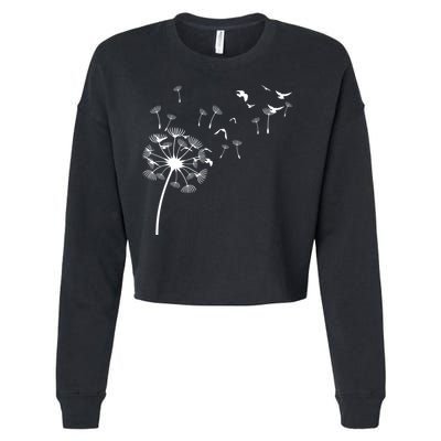 Dandelion Birds Cropped Pullover Crew