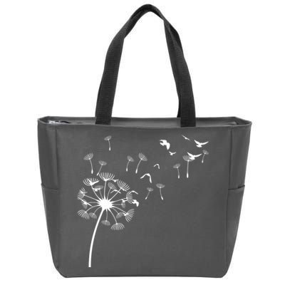 Dandelion Birds Zip Tote Bag