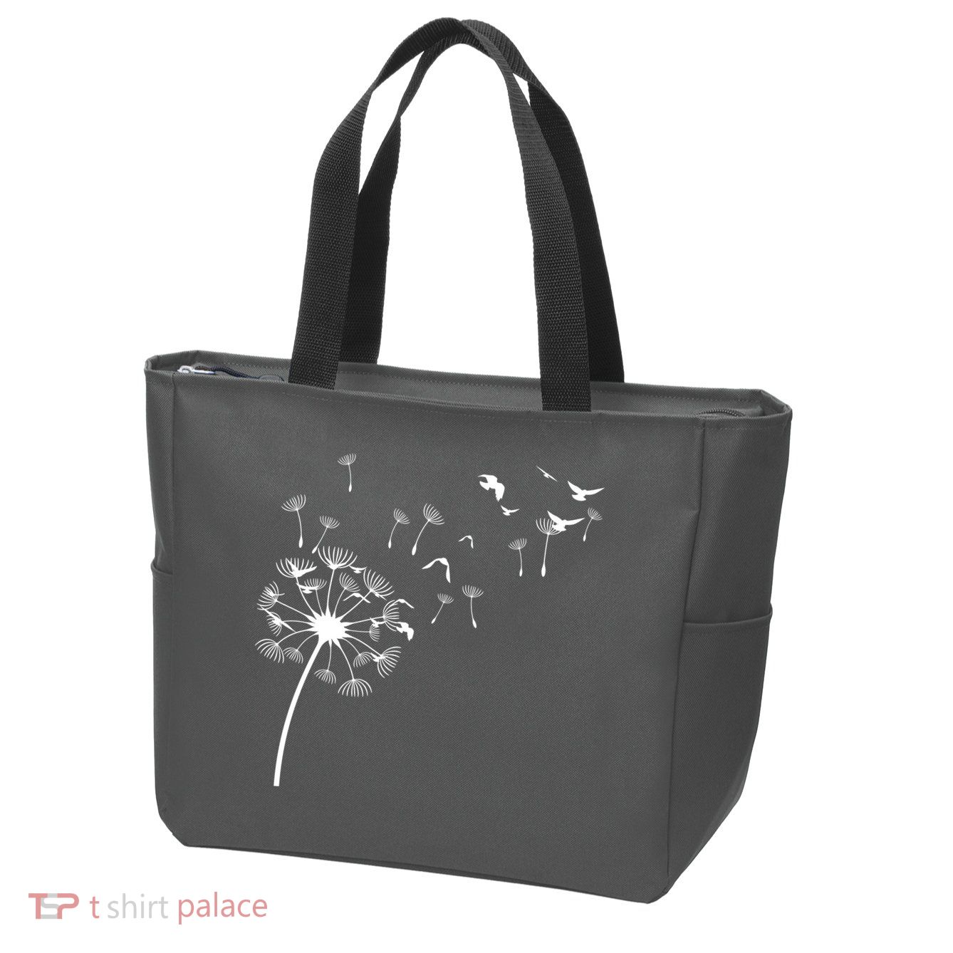 Dandelion Birds Zip Tote Bag