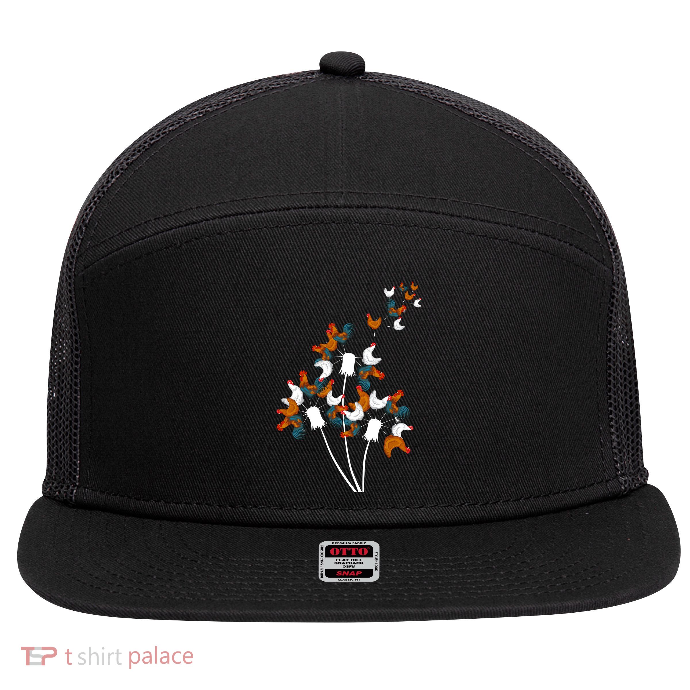 Dandelion Chicken 7 Panel Mesh Trucker Snapback Hat