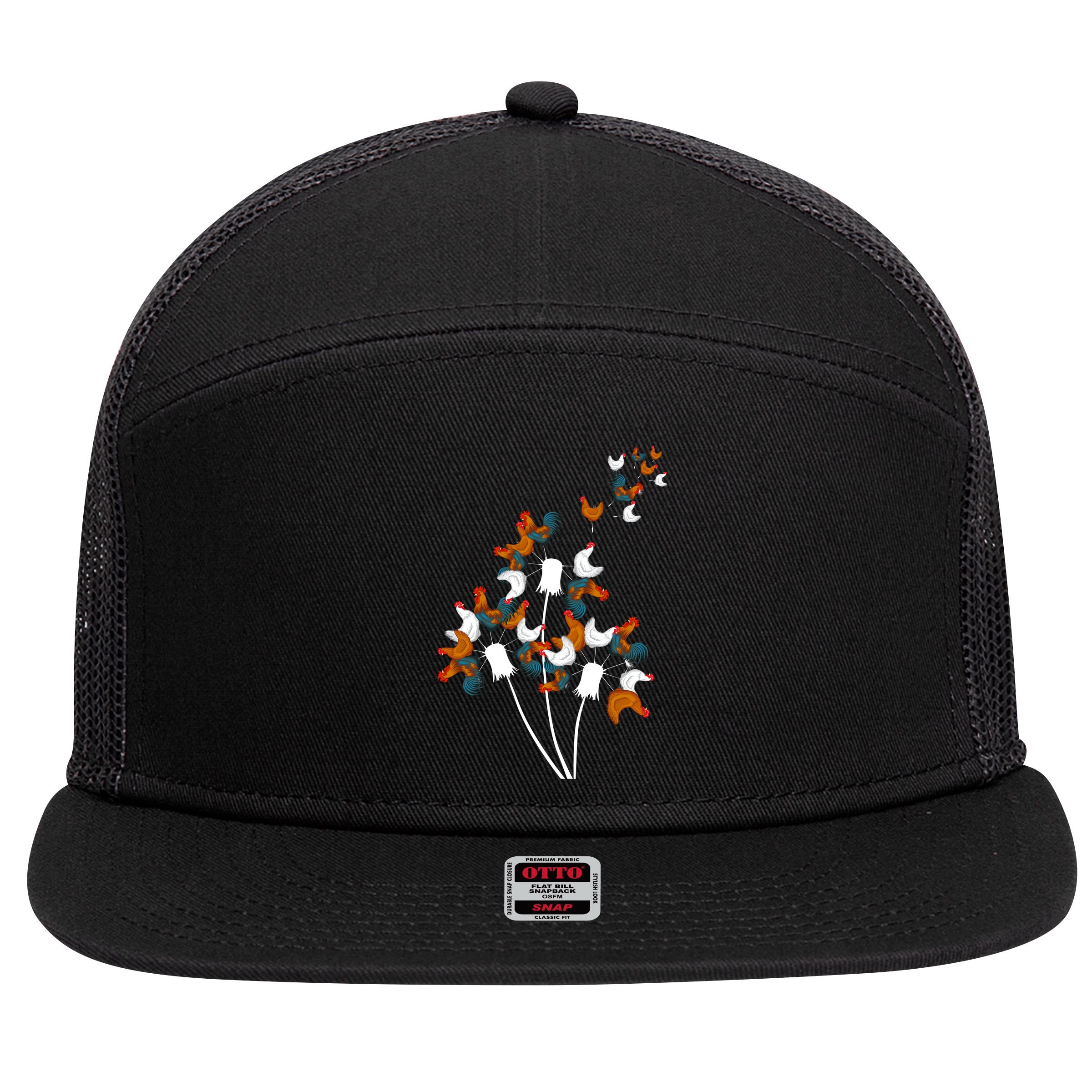 Dandelion Chicken 7 Panel Mesh Trucker Snapback Hat