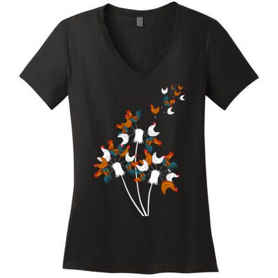 Dandelion Chicken Women's V-Neck T-Shirt