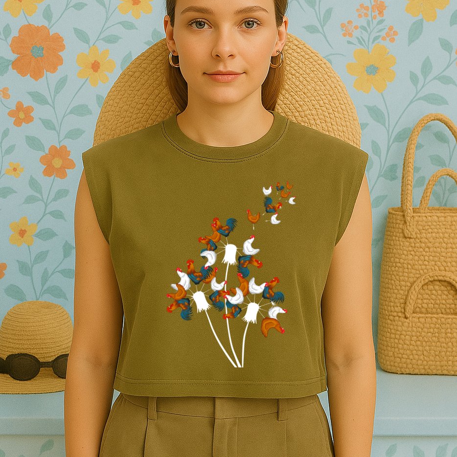Dandelion Chicken Garment-Dyed Women's Muscle Tee