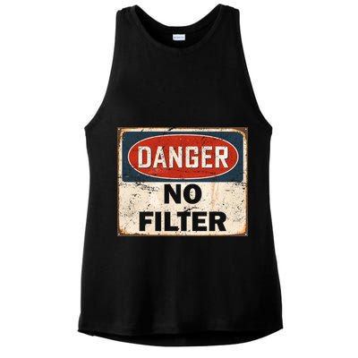 Danger No Filter Warning  Ladies PosiCharge Tri-Blend Wicking Tank