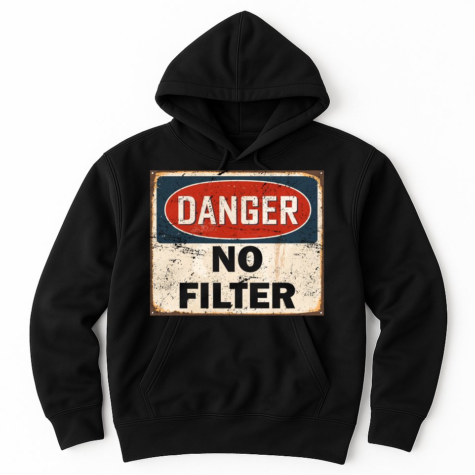 Danger No Filter Warning  Hoodie