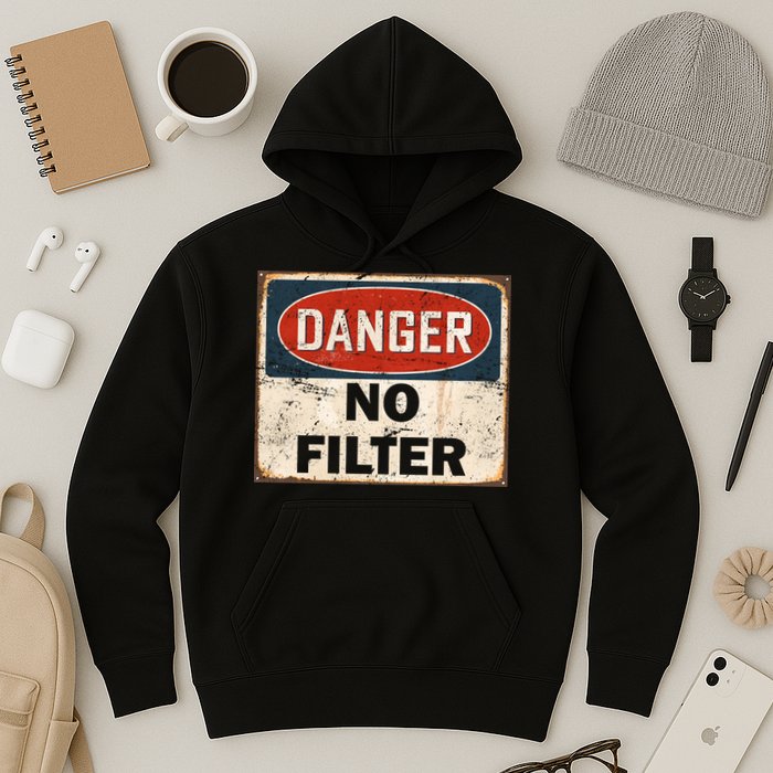 Danger No Filter Warning  Hoodie