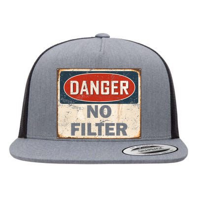 Danger No Filter Warning  Flat Bill Trucker Hat