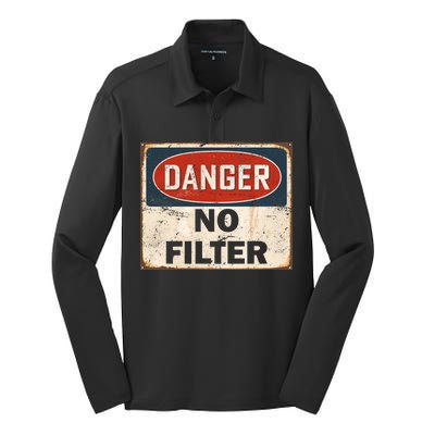 Danger No Filter Warning  Silk Touch Performance Long Sleeve Polo