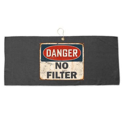 Danger No Filter Warning  Large Microfiber Waffle Golf Towel