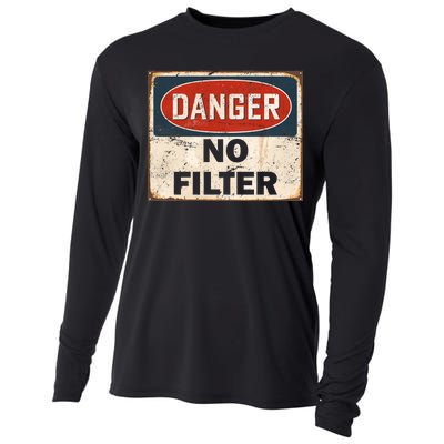 Danger No Filter Warning  Cooling Performance Long Sleeve Crew