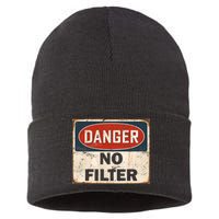 Danger No Filter Warning  Sustainable Knit Beanie