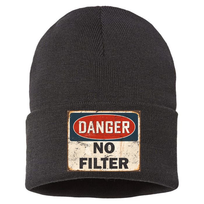 Danger No Filter Warning  Sustainable Knit Beanie