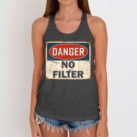 Danger No Filter Warning  Women's Knotted Racerback Tank