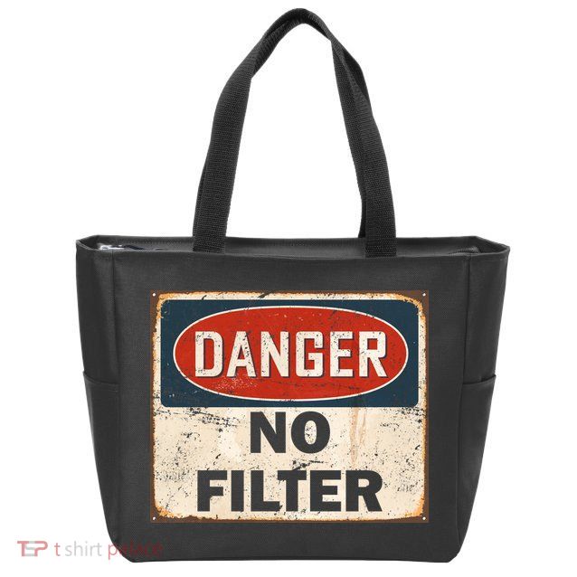 Danger No Filter Warning  Zip Tote Bag