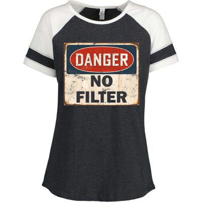 Danger No Filter Warning  Enza Ladies Jersey Colorblock Tee