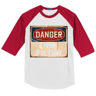 Danger No Filter Warning  Kids Colorblock Raglan Jersey