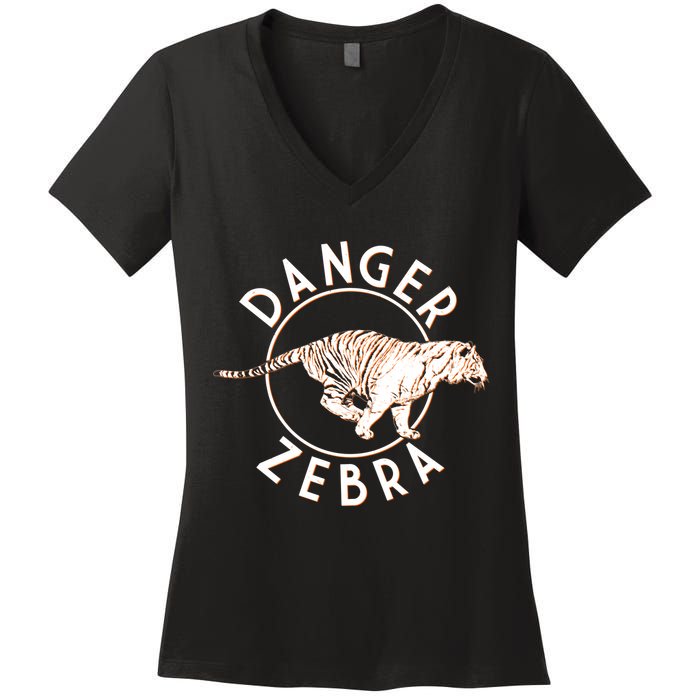 Danger Zebra Women's V-Neck T-Shirt