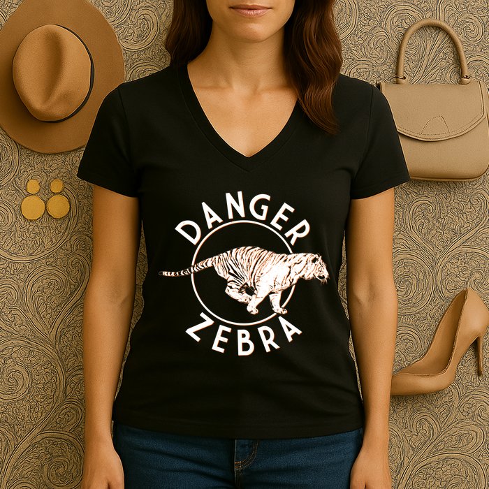 Danger Zebra Women's V-Neck T-Shirt