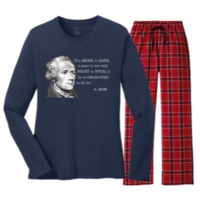 Dank Memes Alexander Hamilton A. Ham Quote Women's Long Sleeve Flannel Pajama Set 