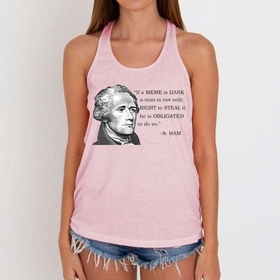 Dank Memes Alexander Hamilton A. Ham Quote Women's Knotted Racerback Tank