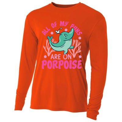 Dolphin: All Of My Puns Are On Porpoise Funny Gift Cooling Performance Long Sleeve Crew