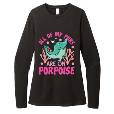 Dolphin: All Of My Puns Are On Porpoise Funny Gift Womens CVC Long Sleeve Shirt