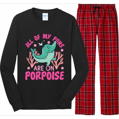 Dolphin: All Of My Puns Are On Porpoise Funny Gift Long Sleeve Pajama Set