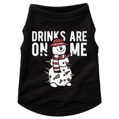 Drinks Are On Me Snowman Funny Christmas Doggie Tank