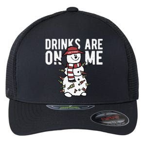 Drinks Are On Me Snowman Funny Christmas Flexfit Unipanel Trucker Cap