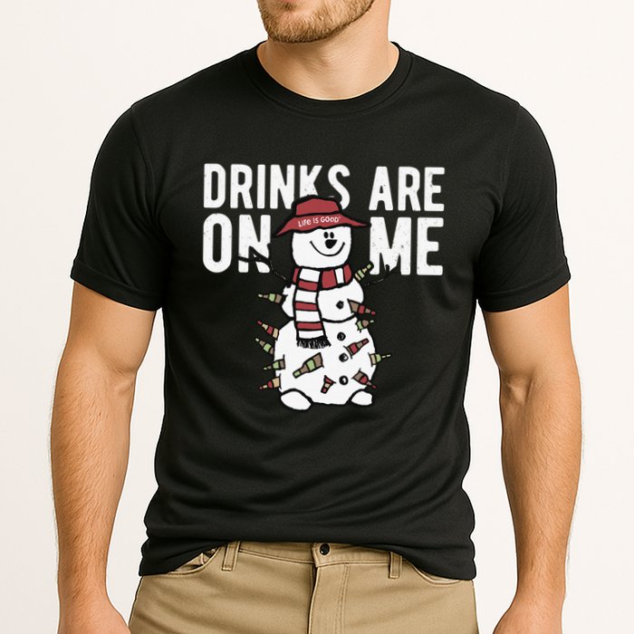 Drinks Are On Me Snowman Funny Christmas Performance Shirt