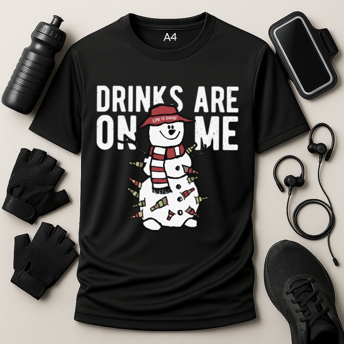 Drinks Are On Me Snowman Funny Christmas Performance Shirt