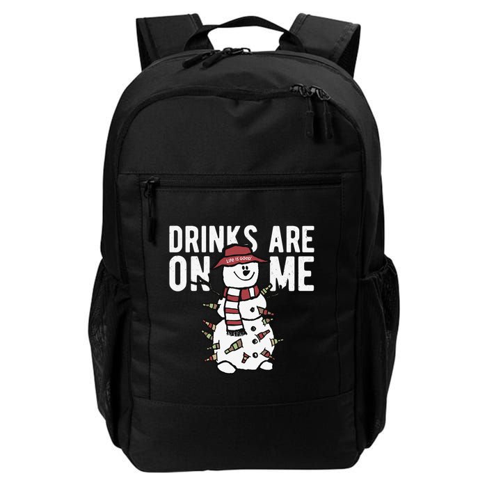 Drinks Are On Me Snowman Funny Christmas Backpack