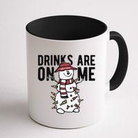 Drinks Are On Me Snowman Funny Christmas Mug
