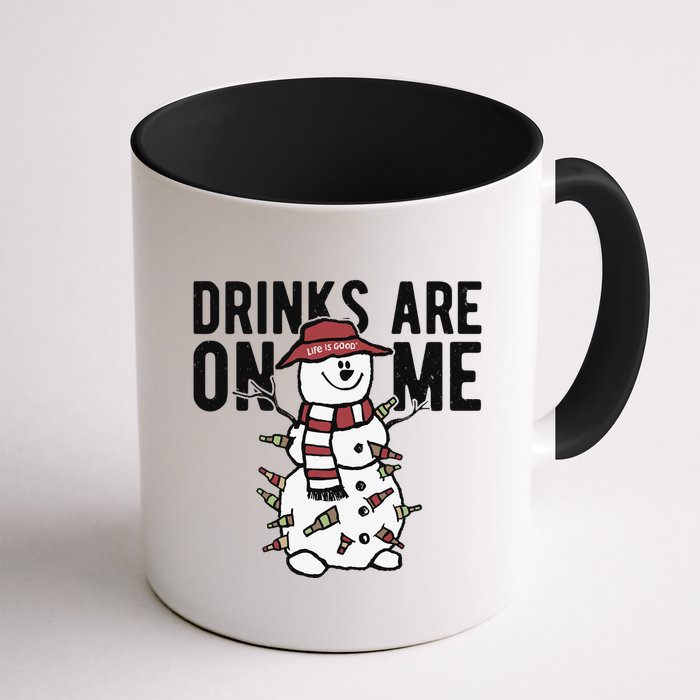 Drinks Are On Me Snowman Funny Christmas Mug