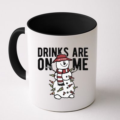 Drinks Are On Me Snowman Funny Christmas Mug
