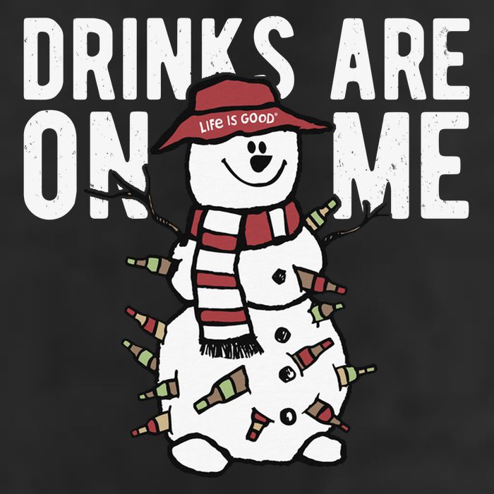 Drinks Are On Me Snowman Funny Christmas Large Microfiber Waffle Golf Towel