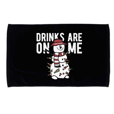 Drinks Are On Me Snowman Funny Christmas Microfiber Hand Towel