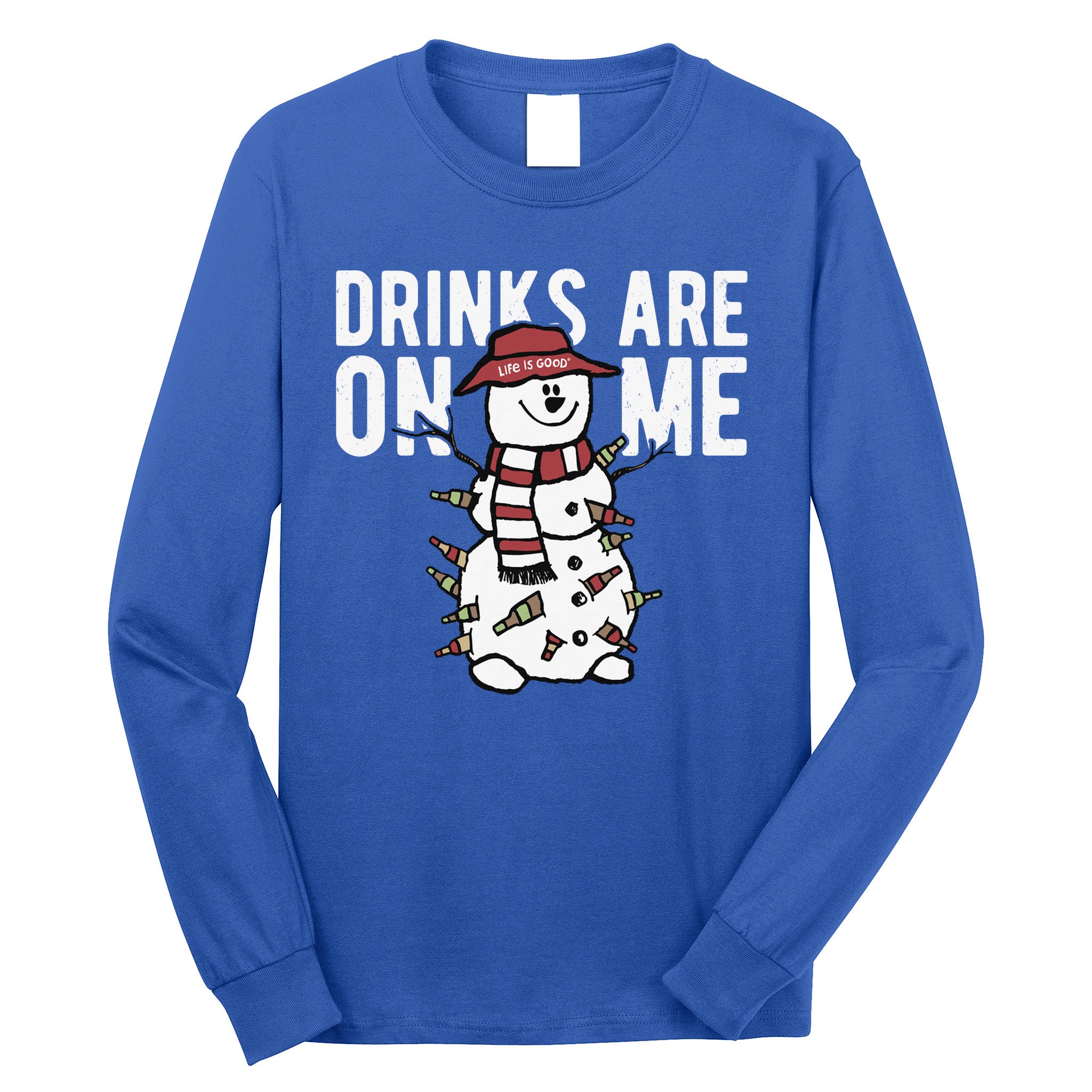 Drinks Are On Me Snowman Funny Christmas Long Sleeve Shirt