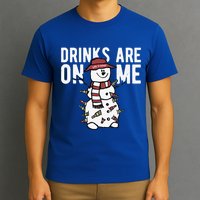 Drinks Are On Me Snowman Funny Christmas T-Shirt