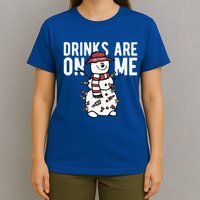 Drinks Are On Me Snowman Funny Christmas T-Shirt