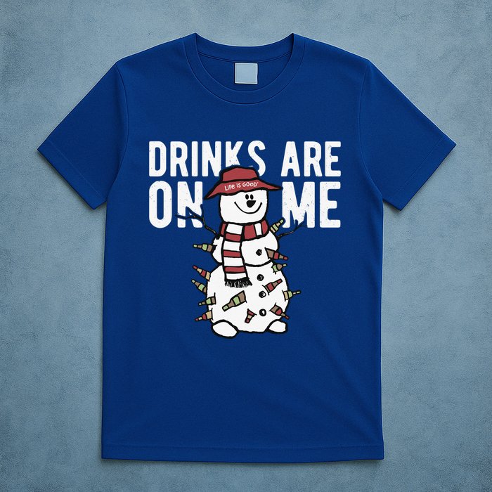 Drinks Are On Me Snowman Funny Christmas T-Shirt