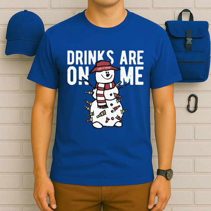 Drinks Are On Me Snowman Funny Christmas T-Shirt
