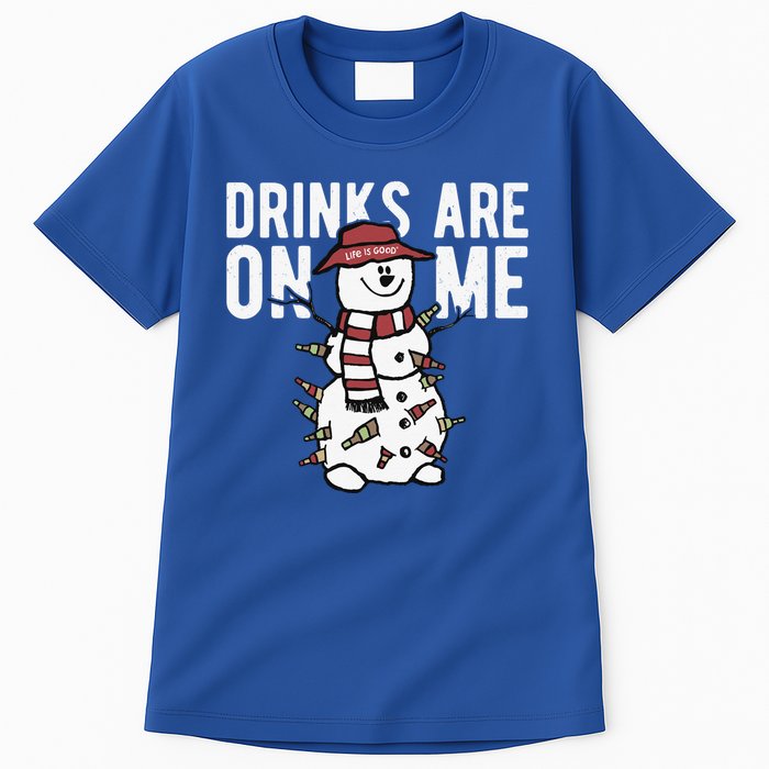 Drinks Are On Me Snowman Funny Christmas Tall T-Shirt