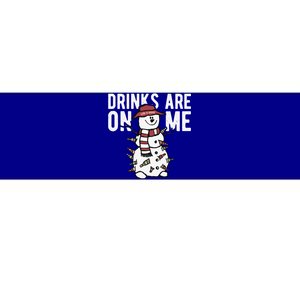 Drinks Are On Me Snowman Funny Christmas Bumper Sticker