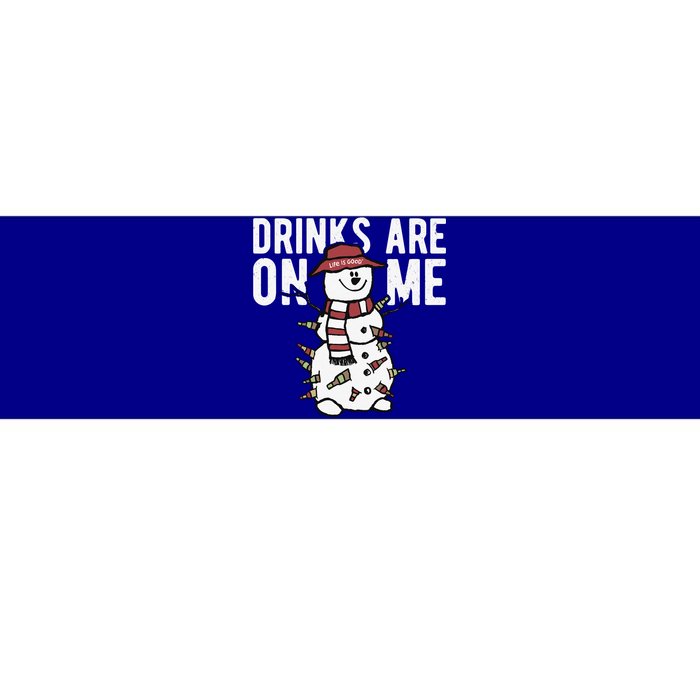 Drinks Are On Me Snowman Funny Christmas Bumper Sticker