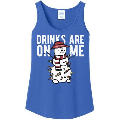 Drinks Are On Me Snowman Funny Christmas Ladies Essential Tank