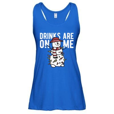 Drinks Are On Me Snowman Funny Christmas Ladies Essential Flowy Tank