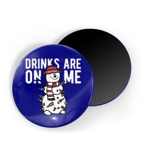 Drinks Are On Me Snowman Funny Christmas Magnet