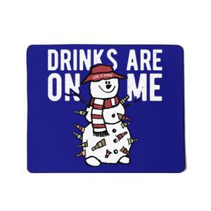 Drinks Are On Me Snowman Funny Christmas Mousepad