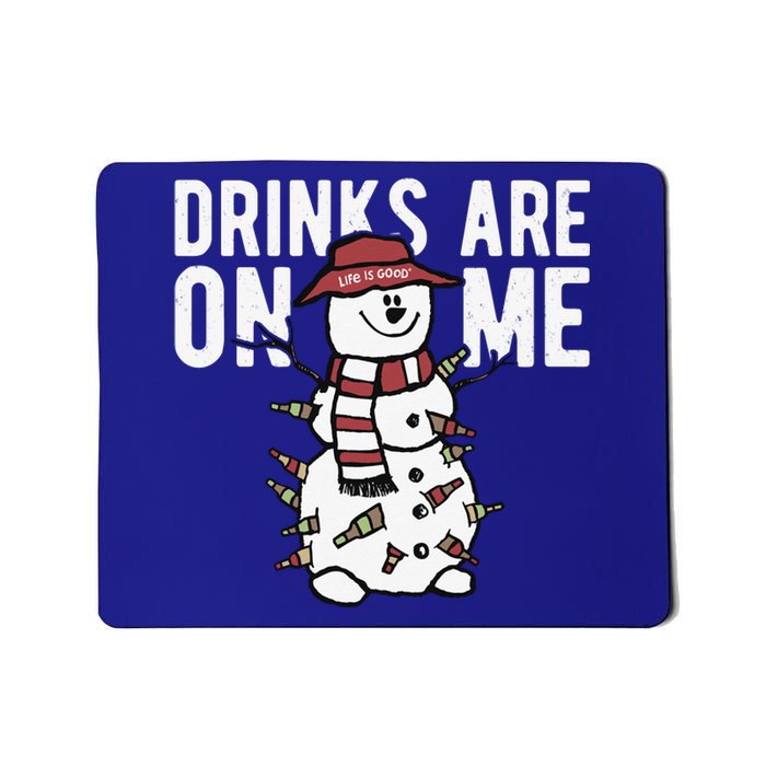 Drinks Are On Me Snowman Funny Christmas Mousepad